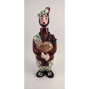 Vintage Ceramic Scottish Bagpiper Decanter Hand-Painted Figure Removable Head Co